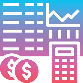 utilidad de análisis de calculadora de gráfico de contabilidad - icono sólido degradado vector