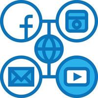 social media world multimedia online ecommerce - blue icon vector