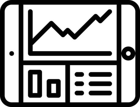 tablet graph analytics statistic profit - outline icon vector