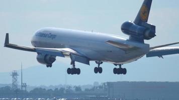 FRANKFURT AM MAIN, GERMANY JULY 20, 2017 - Lufthansa cargo MD 11 D ALCI landing at 25L. Fraport, Frankfurt, Germany video