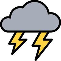 thunder strom rain cloud spark - filled outline icon vector