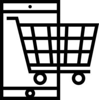 carrito de compras móviles agregar comercio electrónico - icono de esquema vector