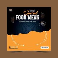 Food menu and restaurant social media post design vector