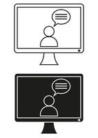 Black And White Chat Conversation Vector Flat Icon