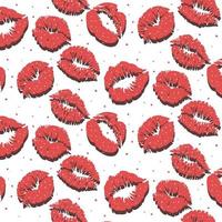 Seamless pattern with pink lipstick prints on a white background with shadows. Lips with shadows and noise background for packaging. Suitable for printing on paper and textiles. For Valentine's Day. vector