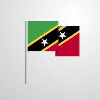 Saint Kitts and Nevis waving Flag design vector