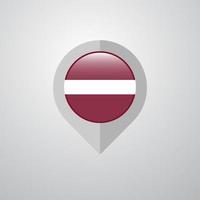 puntero de navegación de mapa con vector de diseño de bandera de letonia