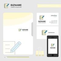 Writing on notes Business Logo File Cover Visiting Card and Mobile App Design Vector Illustration