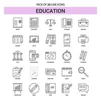 conjunto de iconos de línea de educación 25 estilo de contorno discontinuo vector