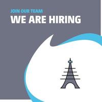 Join Our Team Busienss Company Eiffel tower We Are Hiring Poster Callout Design Vector background