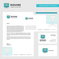 Computer protected Business Letterhead Envelope and visiting Card Design vector template