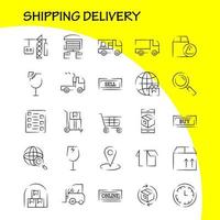 paquete de iconos dibujados a mano de entrega de envío para diseñadores y desarrolladores iconos de globo búsqueda de ubicación entrega en línea envío compras vector de transporte