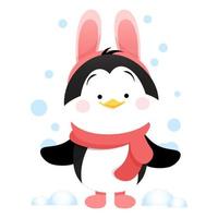 Penguin with bunny ears vector