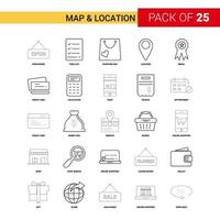 Map and Location Black Line Icon 25 Business Outline Icon Set vector