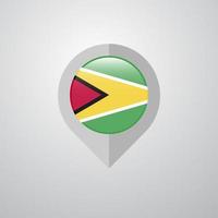 Map Navigation pointer with Guyana flag design vector