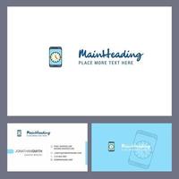 Clock Logo design with Tagline Front and Back Busienss Card Template Vector Creative Design