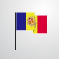 vector de diseño de bandera ondeante de andorra