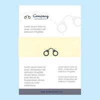 Template layout for Hand cuffs comany profile annual report presentations leaflet Brochure Vector Background