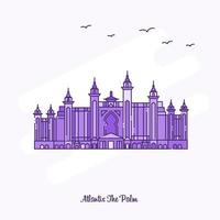 ATLANTIS THE PALM Landmark Purple Dotted Line skyline vector illustration