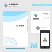 cubierta de archivo de logotipo de negocio en la nube segura tarjeta de visita y diseño de aplicación móvil ilustración vectorial vector