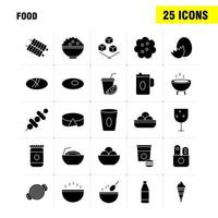 los iconos de glifo sólido de alimentos establecidos para infografías kit de uxui móvil y el diseño de impresión incluyen bebida jugo comida comida parrilla cocina comida comida colección moderno logotipo infográfico y pictograma vect vector