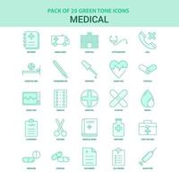 25 conjunto de iconos médicos verdes vector