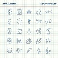 halloween 25 iconos de doodle conjunto de iconos de negocios dibujados a mano vector