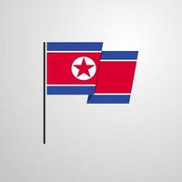 vector de diseño de bandera ondeante de corea del norte