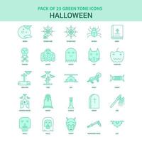 25 Green Halloween Icon set vector