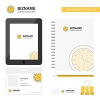 Clock Business Logo Tab App Diary PVC Employee Card and USB Brand Stationary Package Design Vector Template