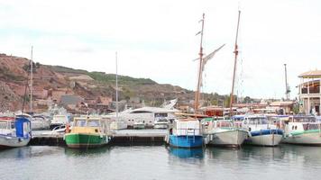 Bay with boats, boats on the river video