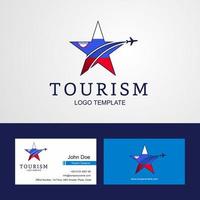 Travel Slovenia flag Creative Star Logo and Business card design vector