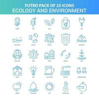 paquete de iconos de ecología y medio ambiente de 25 futuro verde y azul vector