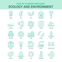 25 conjunto de iconos de ecología y medio ambiente verde vector