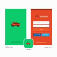 Company Truck Splash Screen and Login Page design with Logo template Mobile Online Business Template vector