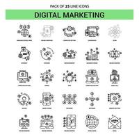 conjunto de iconos de línea de marketing digital 25 estilo de contorno discontinuo vector