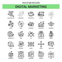 Digital Marketing Line Icon Set 25 Dashed Outline Style vector