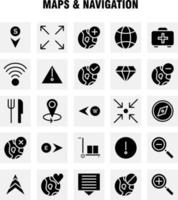Maps And Navigation Solid Glyph Icon Pack For Designers And Developers Icons Of Food Fork Kitchen Knife Tools Arrow Bearing Direction Vector