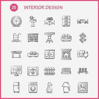 Interior Design Hand Drawn Icons Set For Infographics Mobile UXUI Kit And Print Design Include Medical File Document Table Bidet Furniture Water Mirror Eps 10 Vector