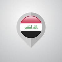 Puntero de navegación de mapa con vector de diseño de bandera de irak