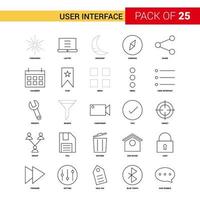 User Interface Black Line Icon 25 Business Outline Icon Set vector