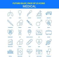 iconos médicos futuro azul 25 paquete de iconos vector