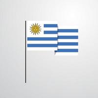 vector de diseño de bandera ondeante de uruguay