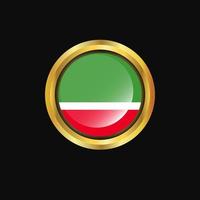 Chechen Republic flag Golden button vector