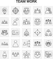 25 conjunto de iconos de trabajo en equipo dibujados a mano fondo gris garabato vectorial vector