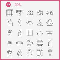 barbacoa paquete de iconos dibujados a mano para diseñadores y desarrolladores iconos de barbacoa barbacoa comida salchicha vidrio bebida barbacoa limón vector