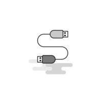 USB cable Web Icon Flat Line Filled Gray Icon Vector
