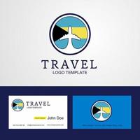diseño de logotipo y tarjeta de visita de bandera de círculo creativo de bahamas de viaje vector
