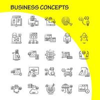 Business Concepts Hand Drawn Icons Set For Infographics Mobile UXUI Kit And Print Design Include Document File Text Media Chair Office Furniture Sitting Collection Modern Infographic Logo vector