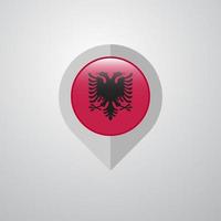 puntero de navegación de mapa con vector de diseño de bandera de albania